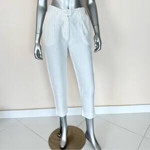 120 % Lino white women pants size 6 US Retail 350$